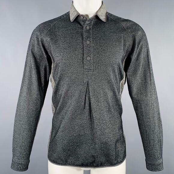 WHITE MOUNTAINEERING AW11 Size S Grey Charcoal Twill Cotton Half Placket Polo - Picture 1 of 8